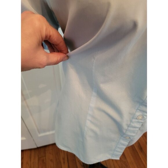 Blue Button Up Shirt Basic Editions XL Cuff Preppy Old Money Classic Coastal - Picture 6 of 6